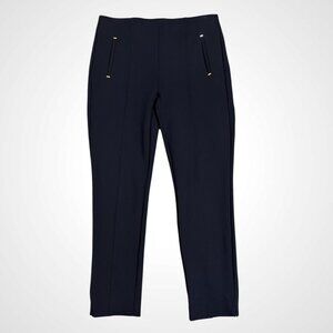 Chico's Pull-On Pants Size 0.5 (US 6/Small) Pintuck Front Navy Blue Slimming